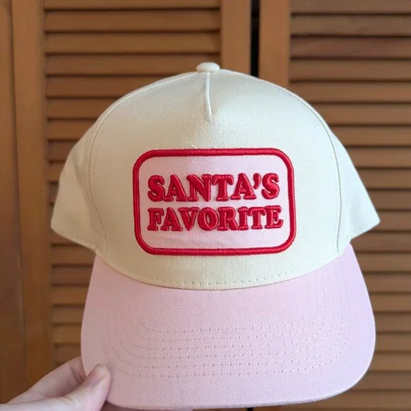 Santa’s Favorite Trucker Hat – Pink & White Snapback, Christmas Hat - NWT - Picture 7 of 8